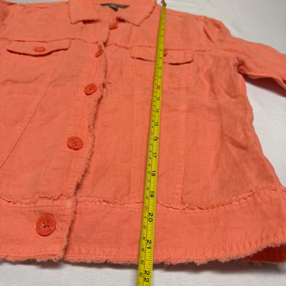 Tommy Bahama Womens Small Coral Orange 100% Linen Raw Hem Lightweight Jacket - Picture 5 of 6